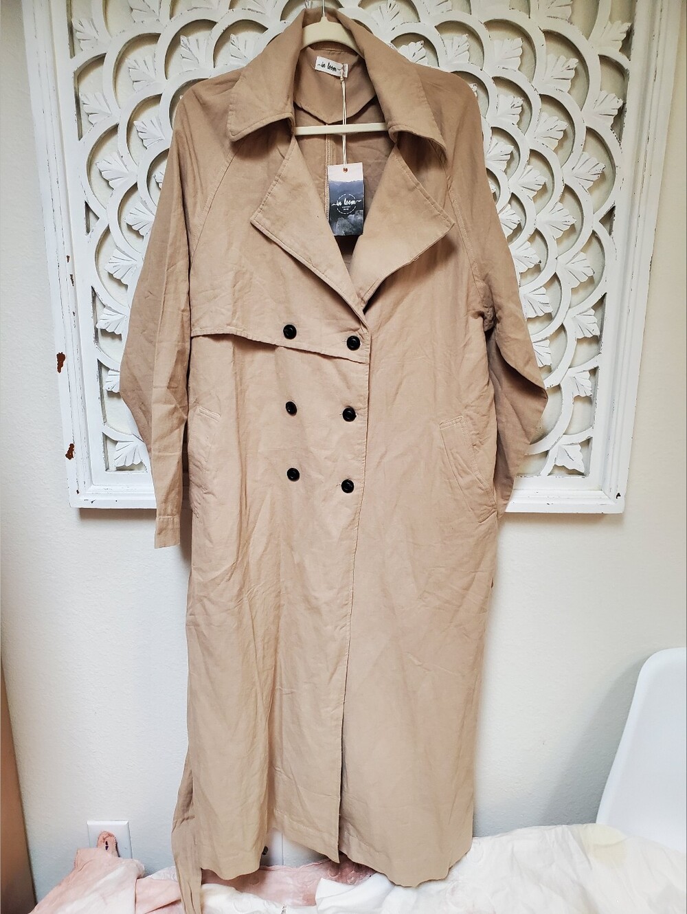 In Loom NWT Linen Cotton Blend Trench Coat Size Large